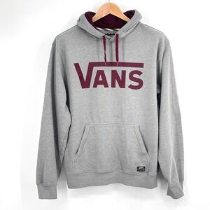 Vans Off The Wall Hoodie Mens Large Pullover Streetwear Graphic Logo Gray Maroon